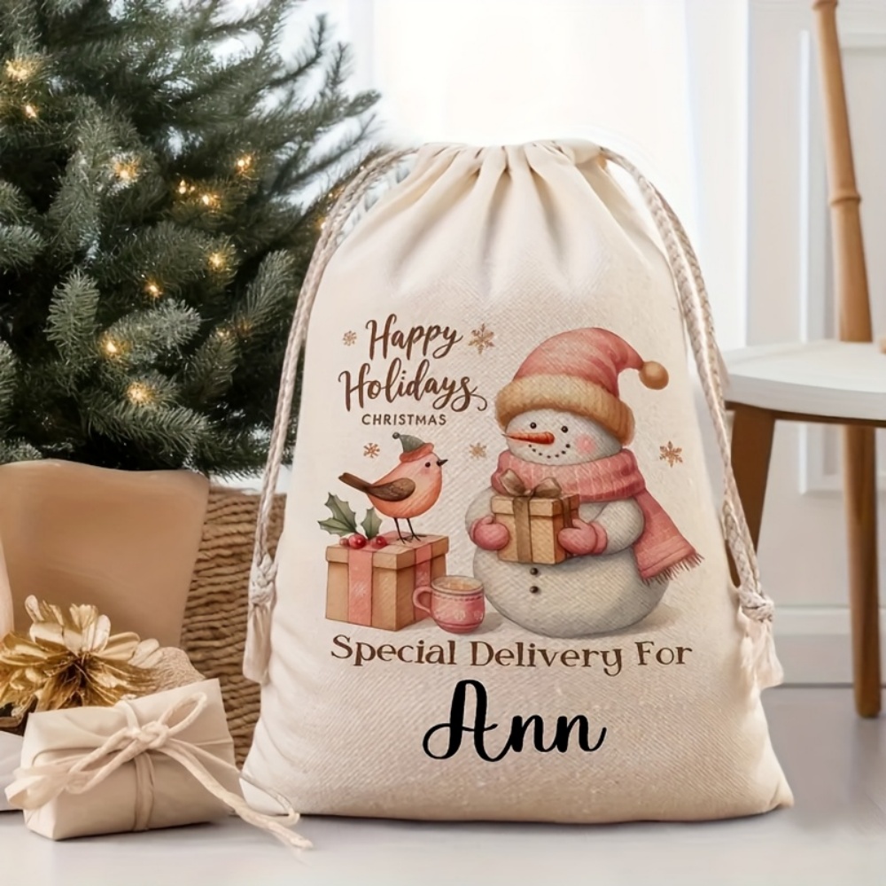 Winter Clothing Name - Bolsa de Regalo Navideña Personalizada con